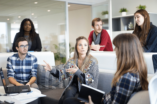 people in a relaxed meeting.