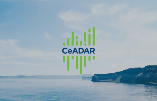 CeADAR logo laid over an image of cliffs and a coast