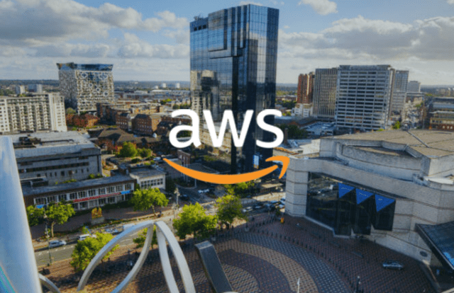 Birmingham landscape and AWS logo