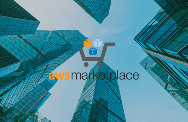 AWS Marketplace logo against a skyscraper