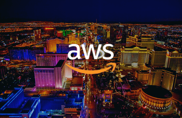 AWS logo over a city nightscape