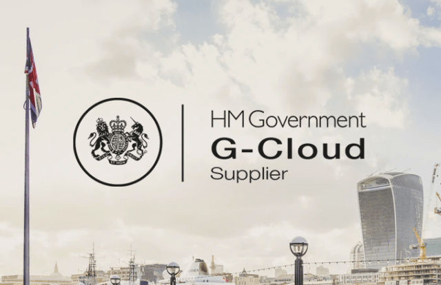 HM Government G-Cloud supplier logo laid over London skyline