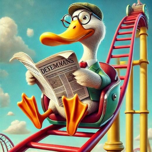 A duck on a roller coaster, AI generated